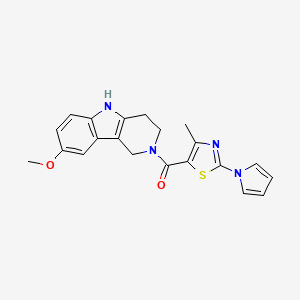 molecular formula C21H20N4O2S B11133832 (8-methoxy-1,3,4,5-tetrahydro-2H-pyrido[4,3-b]indol-2-yl)[4-methyl-2-(1H-pyrrol-1-yl)-1,3-thiazol-5-yl]methanone 