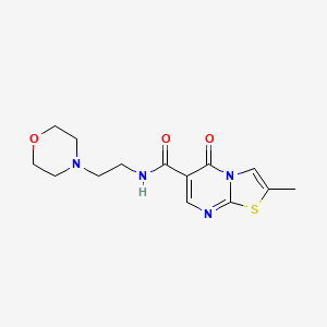 molecular formula C14H18N4O3S B11133850 2-methyl-N-(2-morpholinoethyl)-5-oxo-5H-[1,3]thiazolo[3,2-a]pyrimidine-6-carboxamide 