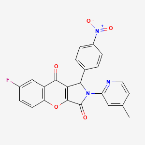 molecular formula C23H14FN3O5 B11133870 7-Fluoro-2-(4-methylpyridin-2-yl)-1-(4-nitrophenyl)-1,2-dihydrochromeno[2,3-c]pyrrole-3,9-dione 