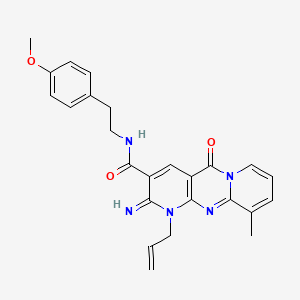 6-imino-N-[2-(4-methoxyphenyl)ethyl]-11-methyl-2-oxo-7-(prop-2-en-1-yl)-1,7,9-triazatricyclo[8.4.0.0^{3,8}]tetradeca-3(8),4,9,11,13-pentaene-5-carboxamide