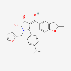 molecular formula C28H27NO5 B11133901 1-(furan-2-ylmethyl)-3-hydroxy-4-[(2-methyl-2,3-dihydro-1-benzofuran-5-yl)carbonyl]-5-[4-(propan-2-yl)phenyl]-1,5-dihydro-2H-pyrrol-2-one 