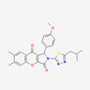 molecular formula C26H25N3O4S B11133902 1-(4-Methoxyphenyl)-6,7-dimethyl-2-[5-(2-methylpropyl)-1,3,4-thiadiazol-2-yl]-1,2-dihydrochromeno[2,3-c]pyrrole-3,9-dione 