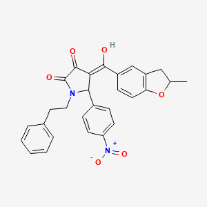 3-hydroxy-4-(2-methyl-2,3-dihydro-1-benzofuran-5-carbonyl)-5-(4-nitrophenyl)-1-(2-phenylethyl)-2,5-dihydro-1H-pyrrol-2-one