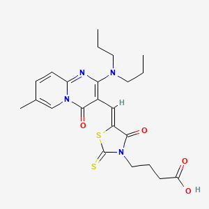 4-[(5Z)-5-{[2-(dipropylamino)-7-methyl-4-oxo-4H-pyrido[1,2-a]pyrimidin-3-yl]methylidene}-4-oxo-2-thioxo-1,3-thiazolidin-3-yl]butanoic acid