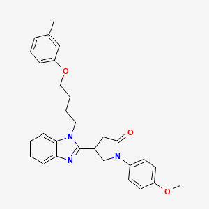 molecular formula C29H31N3O3 B11133968 1-(4-methoxyphenyl)-4-{1-[4-(3-methylphenoxy)butyl]-1H-benzimidazol-2-yl}pyrrolidin-2-one 