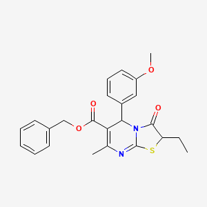 molecular formula C24H24N2O4S B11133981 benzyl 2-ethyl-5-(3-methoxyphenyl)-7-methyl-3-oxo-2,3-dihydro-5H-[1,3]thiazolo[3,2-a]pyrimidine-6-carboxylate 