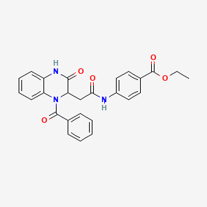 Ethyl 4-({[3-oxo-1-(phenylcarbonyl)-1,2,3,4-tetrahydroquinoxalin-2-yl]acetyl}amino)benzoate