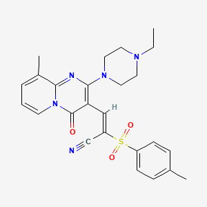 (2E)-3-[2-(4-ethylpiperazin-1-yl)-9-methyl-4-oxo-4H-pyrido[1,2-a]pyrimidin-3-yl]-2-[(4-methylphenyl)sulfonyl]prop-2-enenitrile