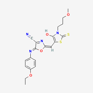 5-[(4-ethoxyphenyl)amino]-2-{(E)-[3-(3-methoxypropyl)-4-oxo-2-thioxo-1,3-thiazolidin-5-ylidene]methyl}-1,3-oxazole-4-carbonitrile