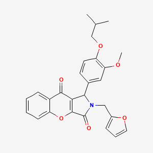 molecular formula C27H25NO6 B11134114 2-(Furan-2-ylmethyl)-1-[3-methoxy-4-(2-methylpropoxy)phenyl]-1,2-dihydrochromeno[2,3-c]pyrrole-3,9-dione 