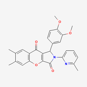 1-(3,4-Dimethoxyphenyl)-6,7-dimethyl-2-(6-methylpyridin-2-yl)-1,2-dihydrochromeno[2,3-c]pyrrole-3,9-dione