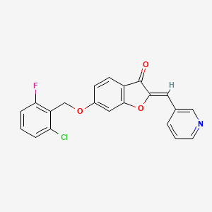 molecular formula C21H13ClFNO3 B11134128 6-[(2-chloro-6-fluorobenzyl)oxy]-2-[(Z)-1-(3-pyridyl)methylidene]-1-benzofuran-3-one 