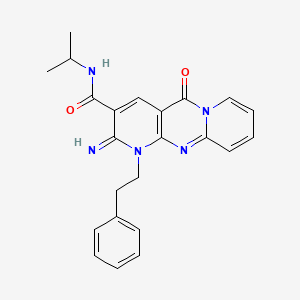 6-imino-2-oxo-7-(2-phenylethyl)-N-(propan-2-yl)-1,7,9-triazatricyclo[8.4.0.0^{3,8}]tetradeca-3(8),4,9,11,13-pentaene-5-carboxamide