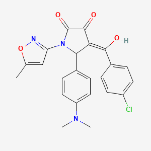 molecular formula C23H20ClN3O4 B11134156 4-[(4-chlorophenyl)carbonyl]-5-[4-(dimethylamino)phenyl]-3-hydroxy-1-(5-methyl-1,2-oxazol-3-yl)-1,5-dihydro-2H-pyrrol-2-one 