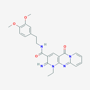 molecular formula C24H25N5O4 B11134220 N-[2-(3,4-dimethoxyphenyl)ethyl]-7-ethyl-6-imino-2-oxo-1,7,9-triazatricyclo[8.4.0.0^{3,8}]tetradeca-3(8),4,9,11,13-pentaene-5-carboxamide 