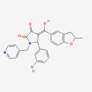 molecular formula C26H22N2O5 B11134257 3-hydroxy-5-(3-hydroxyphenyl)-4-[(2-methyl-2,3-dihydro-1-benzofuran-5-yl)carbonyl]-1-(pyridin-4-ylmethyl)-1,5-dihydro-2H-pyrrol-2-one 