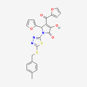 (4E)-5-(furan-2-yl)-4-[furan-2-yl(hydroxy)methylidene]-1-{5-[(4-methylbenzyl)sulfanyl]-1,3,4-thiadiazol-2-yl}pyrrolidine-2,3-dione