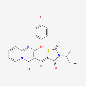 molecular formula C22H18FN3O3S2 B11134278 3-(sec-butyl)-5-{(Z)-1-[2-(4-fluorophenoxy)-4-oxo-4H-pyrido[1,2-a]pyrimidin-3-yl]methylidene}-2-thioxo-1,3-thiazolan-4-one 