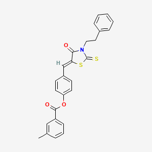 4-{(Z)-[4-oxo-3-(2-phenylethyl)-2-thioxo-1,3-thiazolidin-5-ylidene]methyl}phenyl 3-methylbenzoate