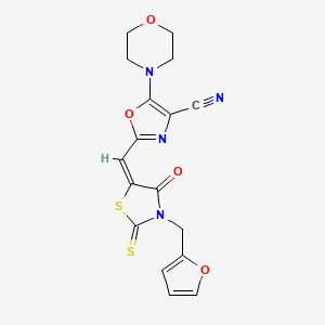 2-{(E)-[3-(furan-2-ylmethyl)-4-oxo-2-thioxo-1,3-thiazolidin-5-ylidene]methyl}-5-(morpholin-4-yl)-1,3-oxazole-4-carbonitrile