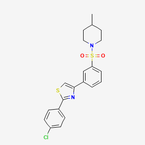 molecular formula C21H21ClN2O2S2 B11134367 2-(4-Chlorophenyl)-4-{3-[(4-methylpiperidino)sulfonyl]phenyl}-1,3-thiazole 