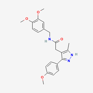 molecular formula C22H25N3O4 B11134379 N-(3,4-dimethoxybenzyl)-2-[5-(4-methoxyphenyl)-3-methyl-1H-pyrazol-4-yl]acetamide 