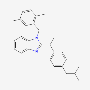 molecular formula C28H32N2 B11134409 1-(2,5-dimethylbenzyl)-2-{1-[4-(2-methylpropyl)phenyl]ethyl}-1H-benzimidazole 