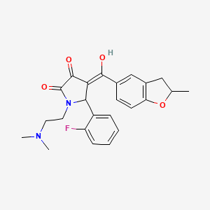 molecular formula C24H25FN2O4 B11134416 1-[2-(dimethylamino)ethyl]-5-(2-fluorophenyl)-3-hydroxy-4-[(2-methyl-2,3-dihydro-1-benzofuran-5-yl)carbonyl]-1,5-dihydro-2H-pyrrol-2-one 