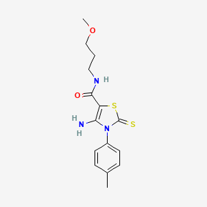 molecular formula C15H19N3O2S2 B11134438 4-amino-N-(3-methoxypropyl)-3-(4-methylphenyl)-2-sulfanylidene-2,3-dihydro-1,3-thiazole-5-carboxamide 