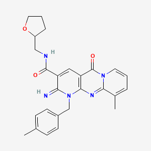 6-imino-11-methyl-7-[(4-methylphenyl)methyl]-2-oxo-N-(oxolan-2-ylmethyl)-1,7,9-triazatricyclo[8.4.0.03,8]tetradeca-3(8),4,9,11,13-pentaene-5-carboxamide