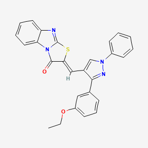 molecular formula C27H20N4O2S B11134467 (2Z)-2-{[3-(3-ethoxyphenyl)-1-phenyl-1H-pyrazol-4-yl]methylidene}[1,3]thiazolo[3,2-a]benzimidazol-3(2H)-one 