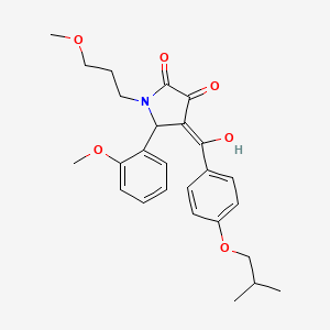 molecular formula C26H31NO6 B11134473 3-hydroxy-5-(2-methoxyphenyl)-1-(3-methoxypropyl)-4-{[4-(2-methylpropoxy)phenyl]carbonyl}-1,5-dihydro-2H-pyrrol-2-one 