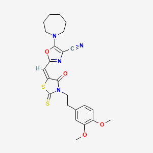 5-(azepan-1-yl)-2-[(E)-{3-[2-(3,4-dimethoxyphenyl)ethyl]-4-oxo-2-thioxo-1,3-thiazolidin-5-ylidene}methyl]-1,3-oxazole-4-carbonitrile