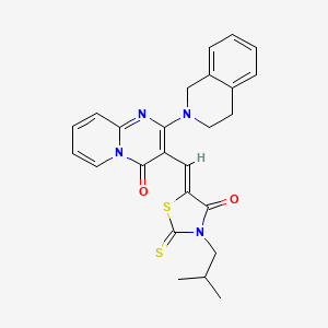 molecular formula C25H24N4O2S2 B11134500 2-(3,4-dihydroisoquinolin-2(1H)-yl)-3-{(Z)-[3-(2-methylpropyl)-4-oxo-2-thioxo-1,3-thiazolidin-5-ylidene]methyl}-4H-pyrido[1,2-a]pyrimidin-4-one 