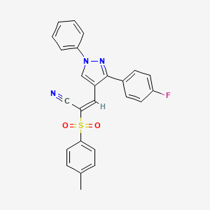 (2E)-3-[3-(4-fluorophenyl)-1-phenyl-1H-pyrazol-4-yl]-2-[(4-methylphenyl)sulfonyl]prop-2-enenitrile