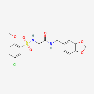 N-Benzo[1,3]dioxol-5-ylmethyl-2-(5-chloro-2-methoxy-benzenesulfonylamino)-propionamide