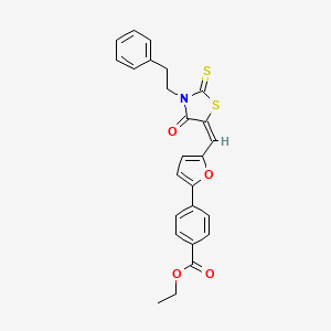 ethyl 4-(5-{(E)-[4-oxo-3-(2-phenylethyl)-2-thioxo-1,3-thiazolidin-5-ylidene]methyl}furan-2-yl)benzoate