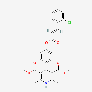 molecular formula C26H24ClNO6 B11134665 dimethyl 4-(4-{[(2E)-3-(2-chlorophenyl)prop-2-enoyl]oxy}phenyl)-2,6-dimethyl-1,4-dihydropyridine-3,5-dicarboxylate 