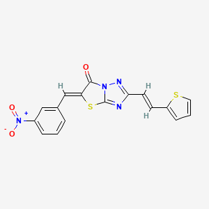 molecular formula C17H10N4O3S2 B11134671 (5Z)-5-(3-nitrobenzylidene)-2-[(E)-2-(thiophen-2-yl)ethenyl][1,3]thiazolo[3,2-b][1,2,4]triazol-6(5H)-one 