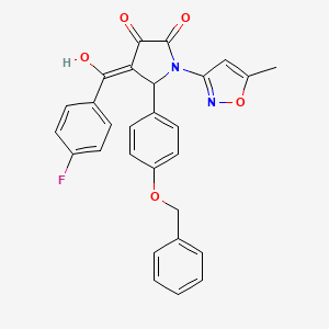 molecular formula C28H21FN2O5 B11134706 5-[4-(benzyloxy)phenyl]-4-[(4-fluorophenyl)carbonyl]-3-hydroxy-1-(5-methyl-1,2-oxazol-3-yl)-1,5-dihydro-2H-pyrrol-2-one 