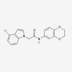 molecular formula C18H15ClN2O3 B11134715 2-(4-chloro-1H-indol-1-yl)-N-(2,3-dihydro-1,4-benzodioxin-6-yl)acetamide 