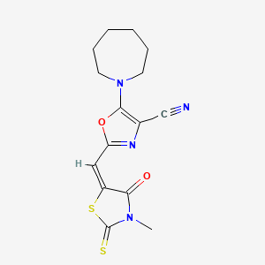 5-(azepan-1-yl)-2-[(E)-(3-methyl-4-oxo-2-thioxo-1,3-thiazolidin-5-ylidene)methyl]-1,3-oxazole-4-carbonitrile