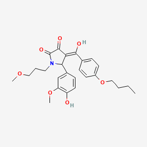 molecular formula C26H31NO7 B11134833 4-[(4-butoxyphenyl)carbonyl]-3-hydroxy-5-(4-hydroxy-3-methoxyphenyl)-1-(3-methoxypropyl)-1,5-dihydro-2H-pyrrol-2-one 