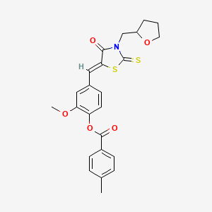 2-methoxy-4-{(Z)-[4-oxo-3-(tetrahydrofuran-2-ylmethyl)-2-thioxo-1,3-thiazolidin-5-ylidene]methyl}phenyl 4-methylbenzoate