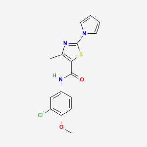 molecular formula C16H14ClN3O2S B11134869 N-(3-chloro-4-methoxyphenyl)-4-methyl-2-(1H-pyrrol-1-yl)-1,3-thiazole-5-carboxamide 