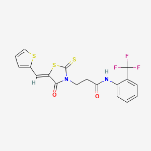 3-[(5Z)-4-oxo-5-(thiophen-2-ylmethylidene)-2-thioxo-1,3-thiazolidin-3-yl]-N-[2-(trifluoromethyl)phenyl]propanamide