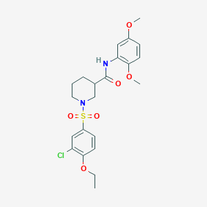 molecular formula C22H27ClN2O6S B11134915 1-(3-Chloro-4-ethoxybenzenesulfonyl)-N-(2,5-dimethoxyphenyl)piperidine-3-carboxamide 