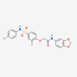 molecular formula C22H19ClN2O6S B11134955 N-(1,3-benzodioxol-5-yl)-2-{4-[(4-chlorophenyl)sulfamoyl]-2-methylphenoxy}acetamide 