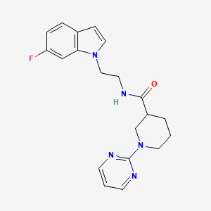 molecular formula C20H22FN5O B11134956 N-[2-(6-fluoro-1H-indol-1-yl)ethyl]-1-(2-pyrimidinyl)-3-piperidinecarboxamide 