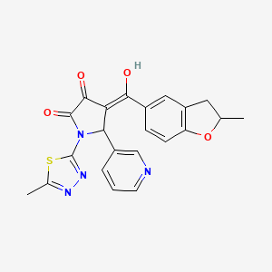 molecular formula C22H18N4O4S B11134980 3-hydroxy-4-[(2-methyl-2,3-dihydro-1-benzofuran-5-yl)carbonyl]-1-(5-methyl-1,3,4-thiadiazol-2-yl)-5-(pyridin-3-yl)-1,5-dihydro-2H-pyrrol-2-one 